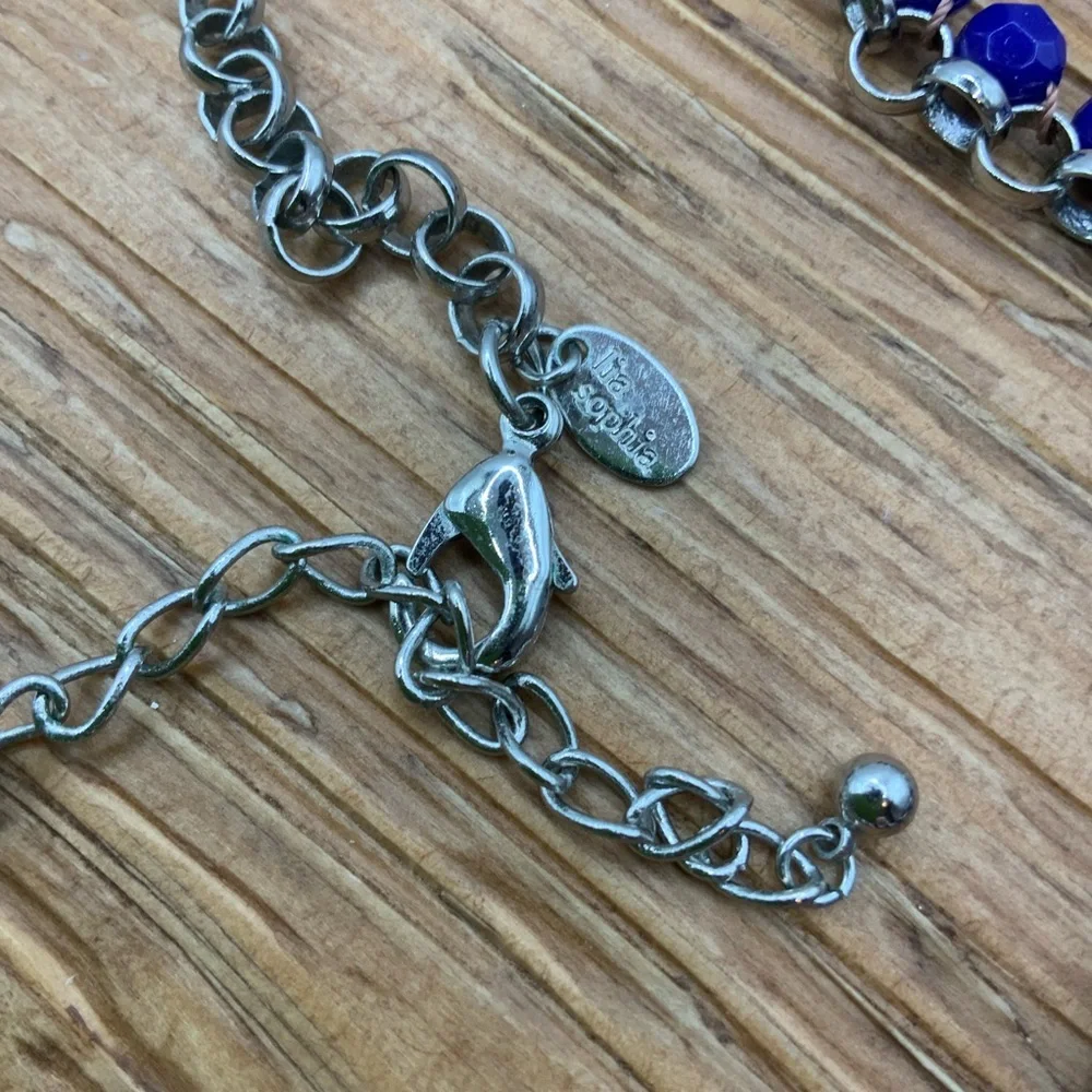 Lia Sophia Coastal Long Faceted Beaded Silver Tone Chain Necklace